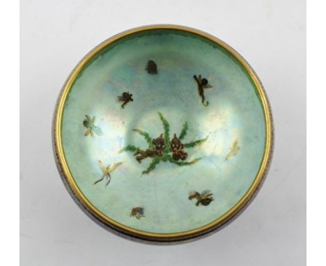 A WEDGWOOD FAIRYLAND LUSTRE BOWL in the leap frogging Elves design on a dark ground, the interior painted with elves and inse