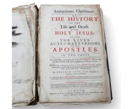 A 17th century 'History of the LIfe and death of the Holy Jesus..', first edition,  (pub. London 1675), folio, a/f.Damaged sp