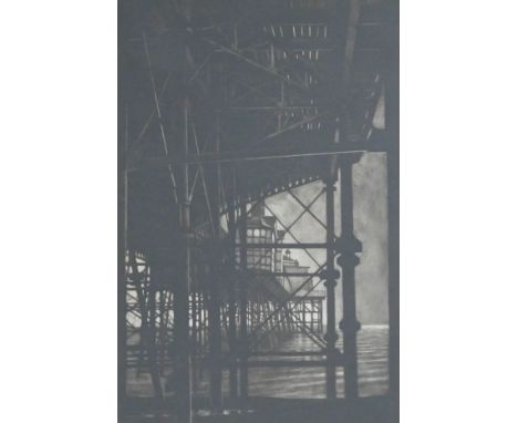 M. Grey-West (British, 20th century): a limited edition seaside pier etching, signed and numbered 21/30, 48 by 32cm, mounted,