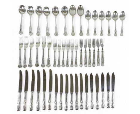 An Elizabeth II six setting suite of silver kings pattern cutlery, mostly Viner's Ltd Sheffield 1957/58/59/, two table spoons