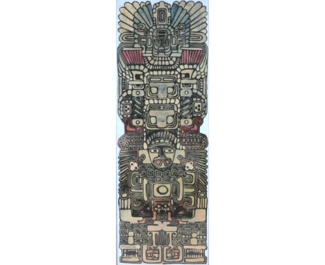 A limited edition screen print of a totem pole, 2/75, signed lower left 'K R Edward Cook', 77.5 by 27cm, framed and glazed, 8