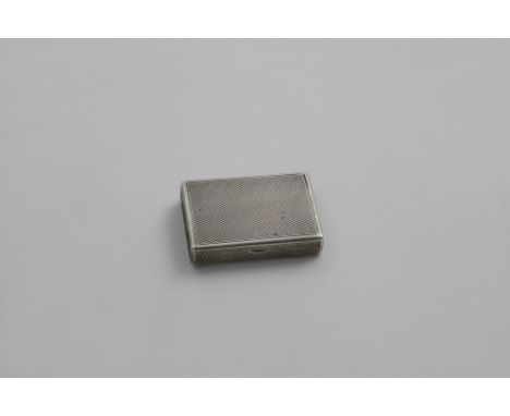 A LATE VICTORIAN/EDWARDIAN VESTA CASE of rectangular outline with engine-turned decoration and a concealed hinge, unmarked 18