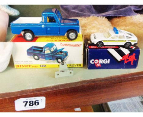 A boxed Dinky Speed Wheels Land Rover No. 344 - sold with a boxed Corgi die cast Police Car No. 3500
