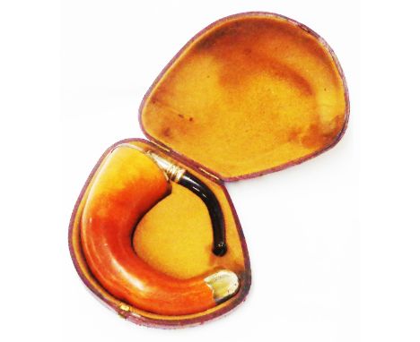 A cased silver mounted calabash pipe - hallmarked for Alfred Dunhill