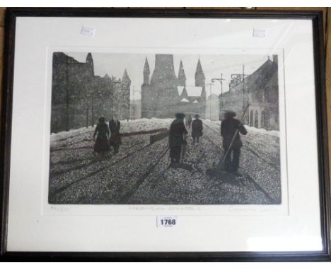 †S. Lewis: a framed limited edition etching, entitled Hardenburg Strasse 2 - indistinctly signed, titled and numbered 46/50 t