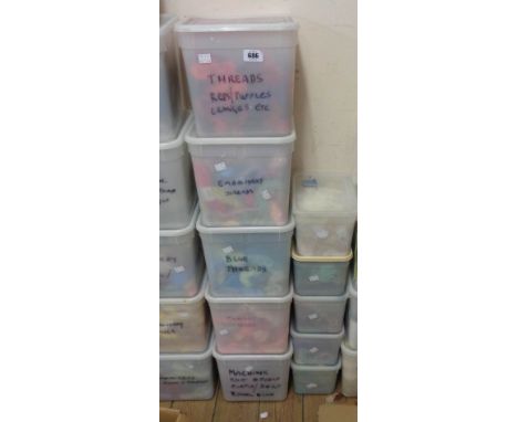 Five large and five small tubs of embroidery and tapestry wool