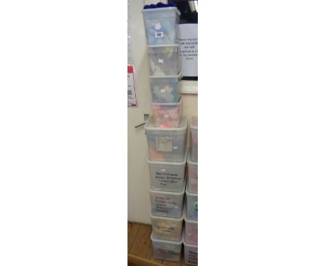 Five large and four small tubs of embroidery and tapestry wool