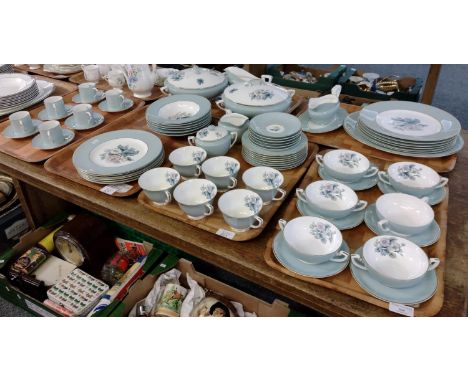 Six trays of Royal Worcester English fine bone china 'Woodland' design items, to include: various plates, sauce boats on stan