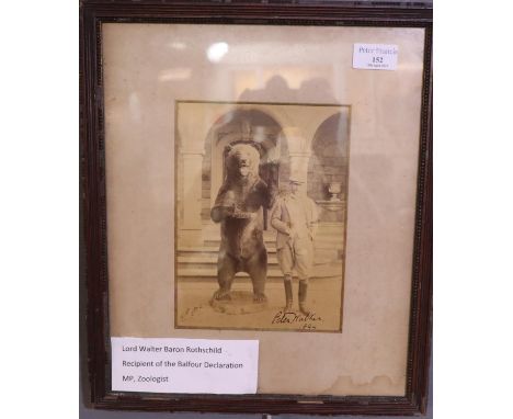 Photographic portrait of 'Lord Walter, Baron Rothschild MP and Zoologist'.  Bearing signature Peter Walker 1894.  Framed and 