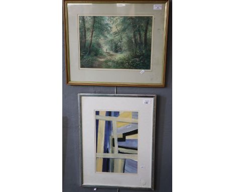 Dorothy R Gillespy (Welsh 20th century), 'A Walk in Reynolsdton Woods, Gower', watercolours.  27x36cm approx.  Together with 