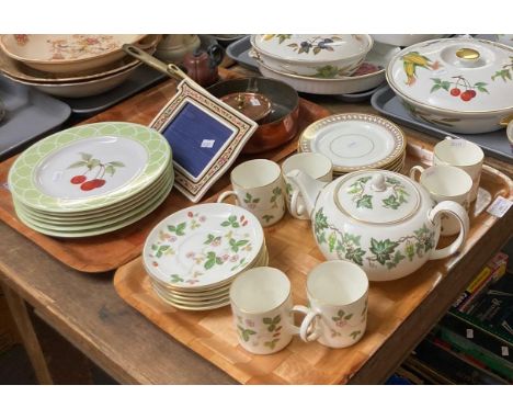 Two trays of Royal Worcester 'Evesham' oven to table ware items, together with a tray of Wedgwood bone china 'Wild Strawberry