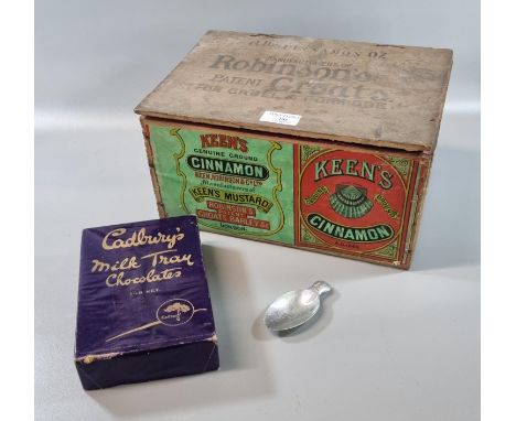 Vintage pine wooden advertising box marked 'Manufactures of Robinson's Patent Groats for gruel and porridge and Keen's mustar