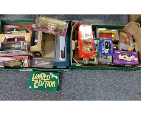 Two boxes of diecast model vehicles, mainly Corgi, all in original boxes, to include: Corgi Tramlines, Corgi Classics Cadbury
