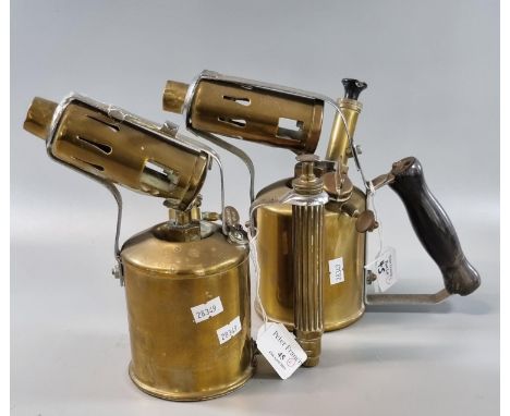 Two vintage brass blow lamps.  (2)   (B.P. 21% + VAT) 