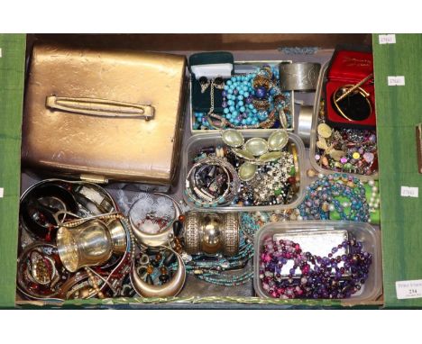 Collection of vintage and other jewellery, to include: vanity case, necklaces, bangles, earrings, goblet etc.  (B.P. 21% + VA
