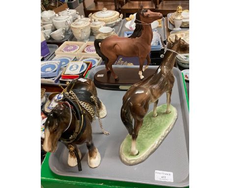 Beswick model study of a horse 'Spirit of Wisdom' on wooden base with original box, together with an Austrian porcelain figur