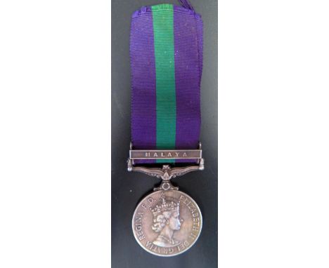 A General Service Medal with Malaya bar awarded to 22666195 PTE. R. BLEWITT. A.C.C.