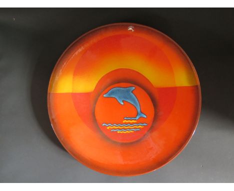 A Poole Dolphins Hand Painted Limited Edition Charger 42cm diameter With Box.