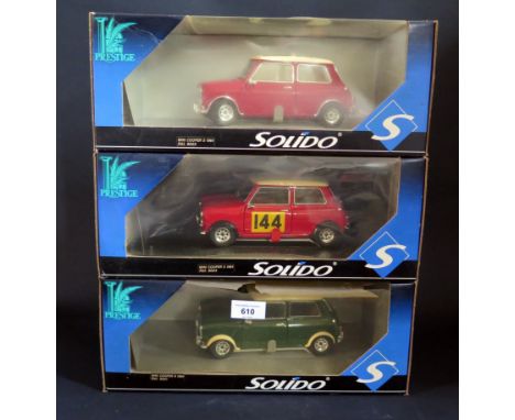 Three Solido 1:18 Scale Mini Coopers in Boxes