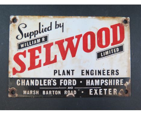 A Selwood Enamel Advertising Sign (Marsh Barton Road, Exeter), 15x10cm