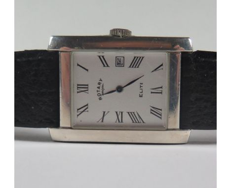A Rotary Elite Silver Cased Gent's Quartz Wristwatch, case back No. 11513 