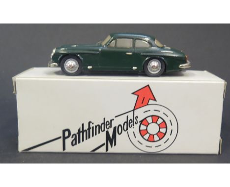 A Pathfinder Models PFM 10 1964 Jensen CV8 Hand Built 1:43 Scale Model. Appears in excellent condition in box.