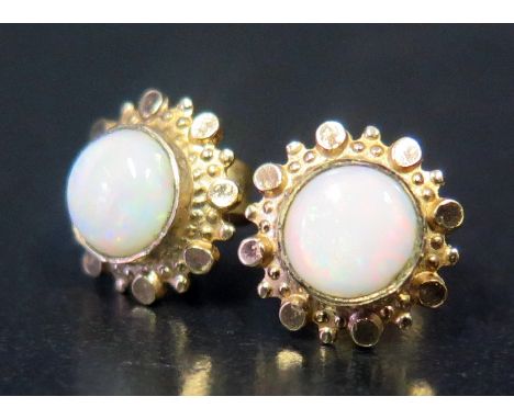 A Pair of 9ct Gold and Opal Stud Earrings, 10mm spread, 1.5g