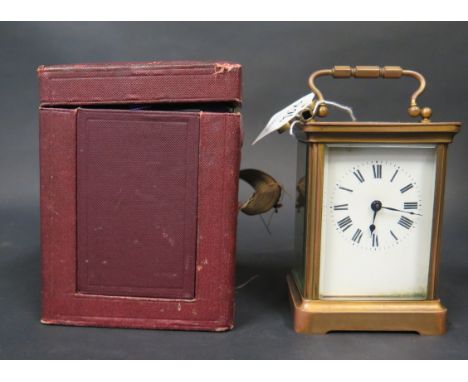 A Brass Carriage Clock in original case, running 