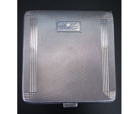 A George VI Silver Compact with engine turned decoration, Birmingham 1940, H. BROS 