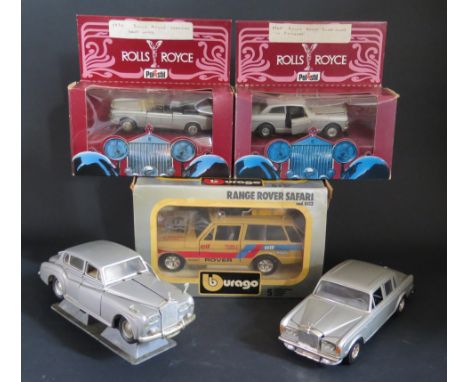 Four Polistil and Burago Rolls Royce Scale Models and Burago Range Rover