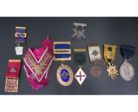 A Selection of Masonic Jewels and sash