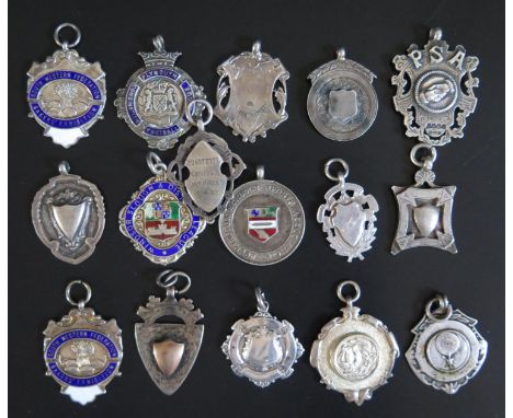 A Collection of Silver and Enamel Medallions, 136g 