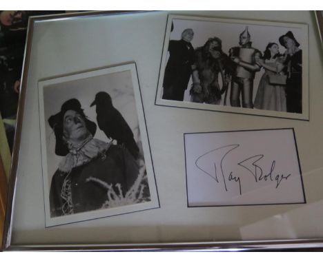 A Selection of Wizard of Oz Framed Postcards, Posters, First Day Cover and Signed Autograph of Ray Bolger 