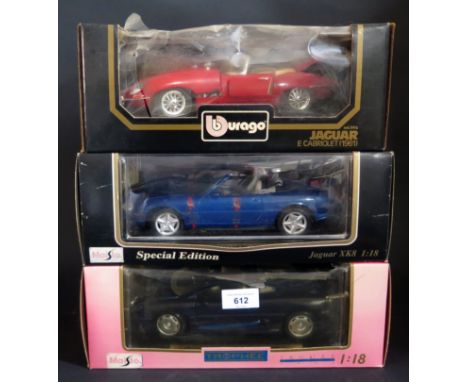 Three Burago and Maisto 1:18 Scale Jaguars in Boxes