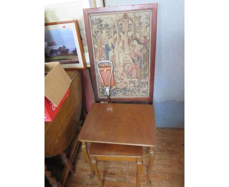 Decorative Fire Screen, Nest Of Tables &amp; Shooting Stick 
