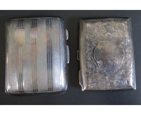 A George V Silver Cigarette Case with engine turned decoration Birmingham 1913 (dented) and one other with split top, 126g 