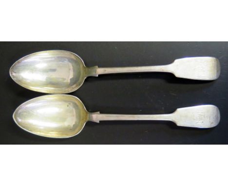 A Pair of William IV Silver Serving Spoons, Exeter 1835 (stamped with Victoria's bust), William Rawlings Sobey, 139g