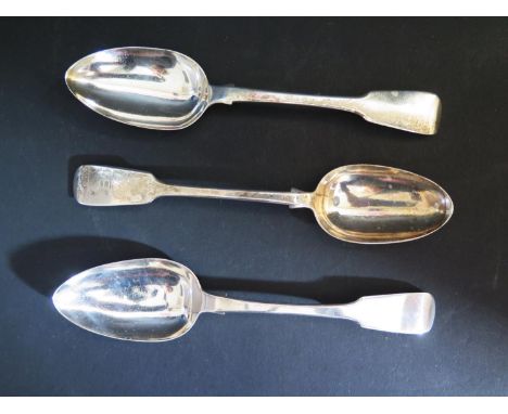 A Pair George IV Silver Serving Spoons, London 1826, John Meek and William IV silver serving spoon, London 1835, William Eato