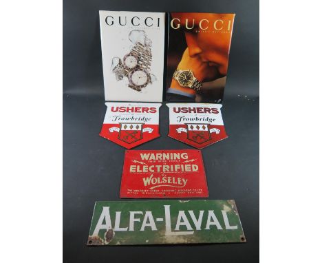 Two USHERS (21.5x20.5cm) and ALFA-LAVAL Enamel Signs and others 