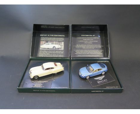 Two Minichamps 1:43 Scale Bentleys. R-Type Continental and Continental GT. Appear excellent but need cleaning, boxed.