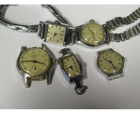 Five Ladies Manual Wristwatches, running