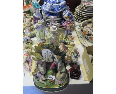 A Collection of 19th Century and later Figurines including a figural thermometer 