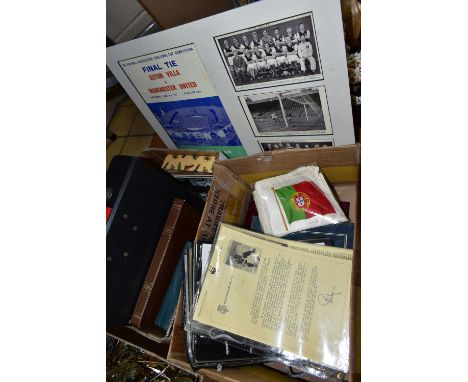 POSTCARDS, 1st DAY COVERS &amp; FOOTBALL EPHEMERA, two boxes and loose containing a collection of modern and vintage postcard