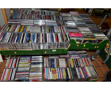 SIX BOXES OF CDS, approximately eight hundred to nine hundred CDs, various genres, artists to include David Bowie, Dolly Part