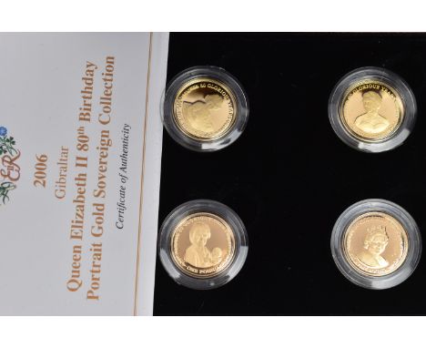 A WESTMINSTER BOXED SET OF QUEEN ELIZABETH II 80TH BIRTHDAY PORTRAIT GOLD PROOF SOVEREIGN COLLECTION, that shows Elizabeths f