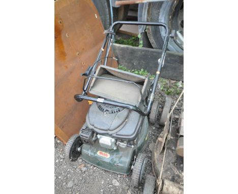 A WEBB PETROL LAWNMOWER, with grass box (condition:-untested but engine turns)