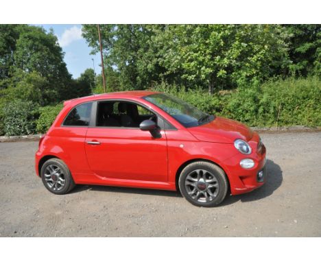 A 2017 FIAT 500S THREE DOOR CAR IN RED, 1242cc petrol engine, 5 speed gearbox, 8955 miles (unwarranted) , 3 owners from new, 