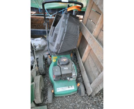 A PERFORMANCE POWER PETROL ROTARY LAWN MOWER, with grass box (untested but engine turns)