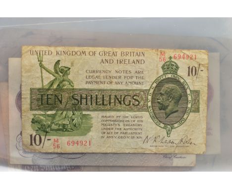 A BANKNOTE ALBUM OF THE UK, to include an early distressed Birmingham bank one pound 1805, a Goldsithney Cornish one pound Fo