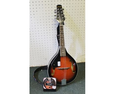 A "STAGG" BRANDED MANDOLIN with strap and spare strings 